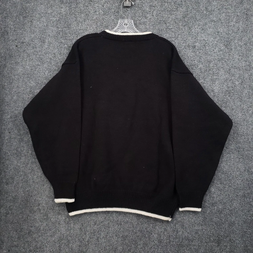 Suéter DE COLECCIÓN Par Cuatro Para Hombres Grande Negro Golf Abuelo Bordado Cuello Redondo Años 90 Foto 2 de 4