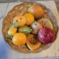 Italian Alabaster Marble Stone Hand Carved  Decorative Fruit Colorful Assortment