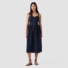 Levi's Women's Delphine Sleeveless Midi Dress - Navy Blue Polka Dot