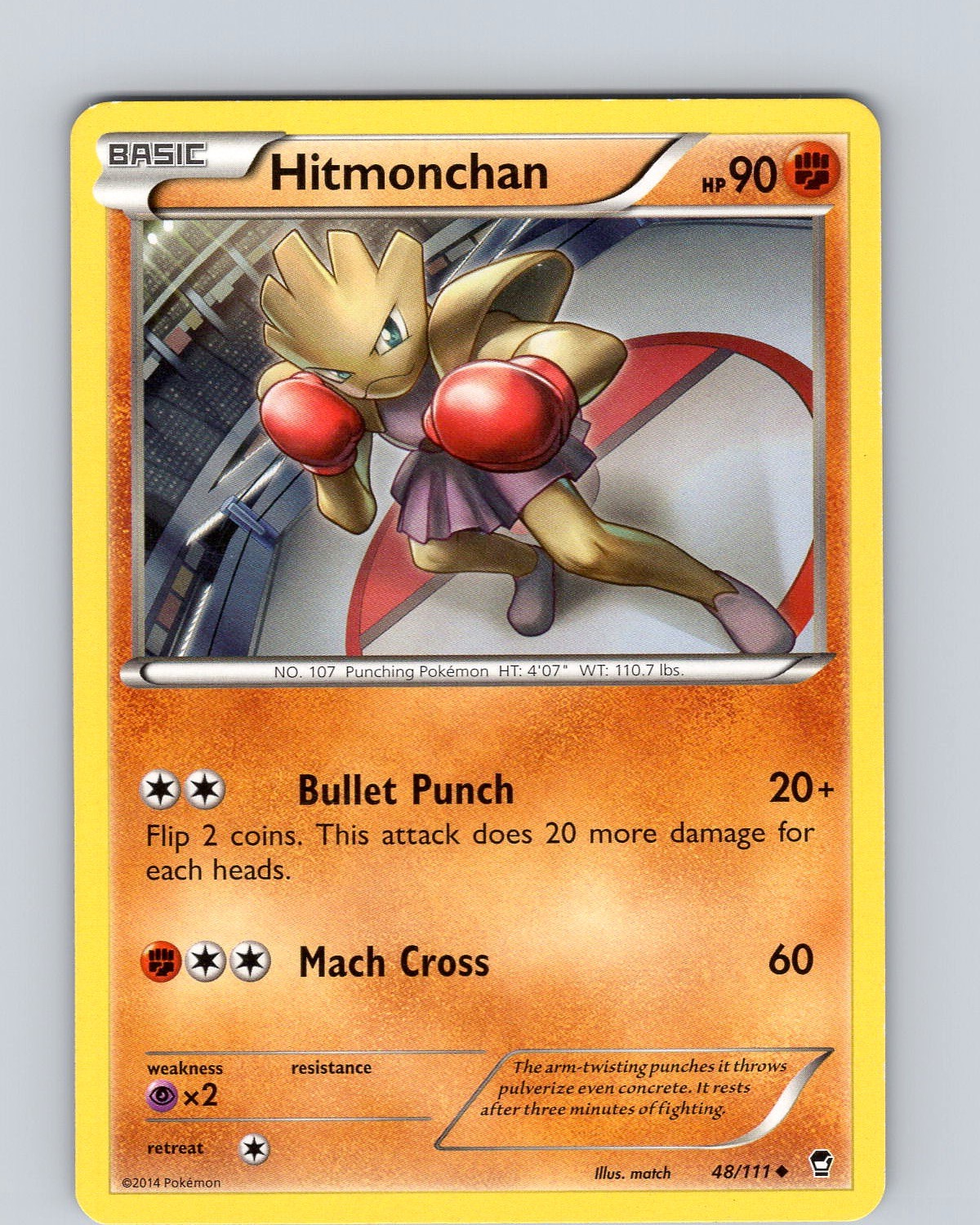 Pokemon TCG Hitmonchan XY Furious Fists 48/111 Regular Uncommon Card LP-NM