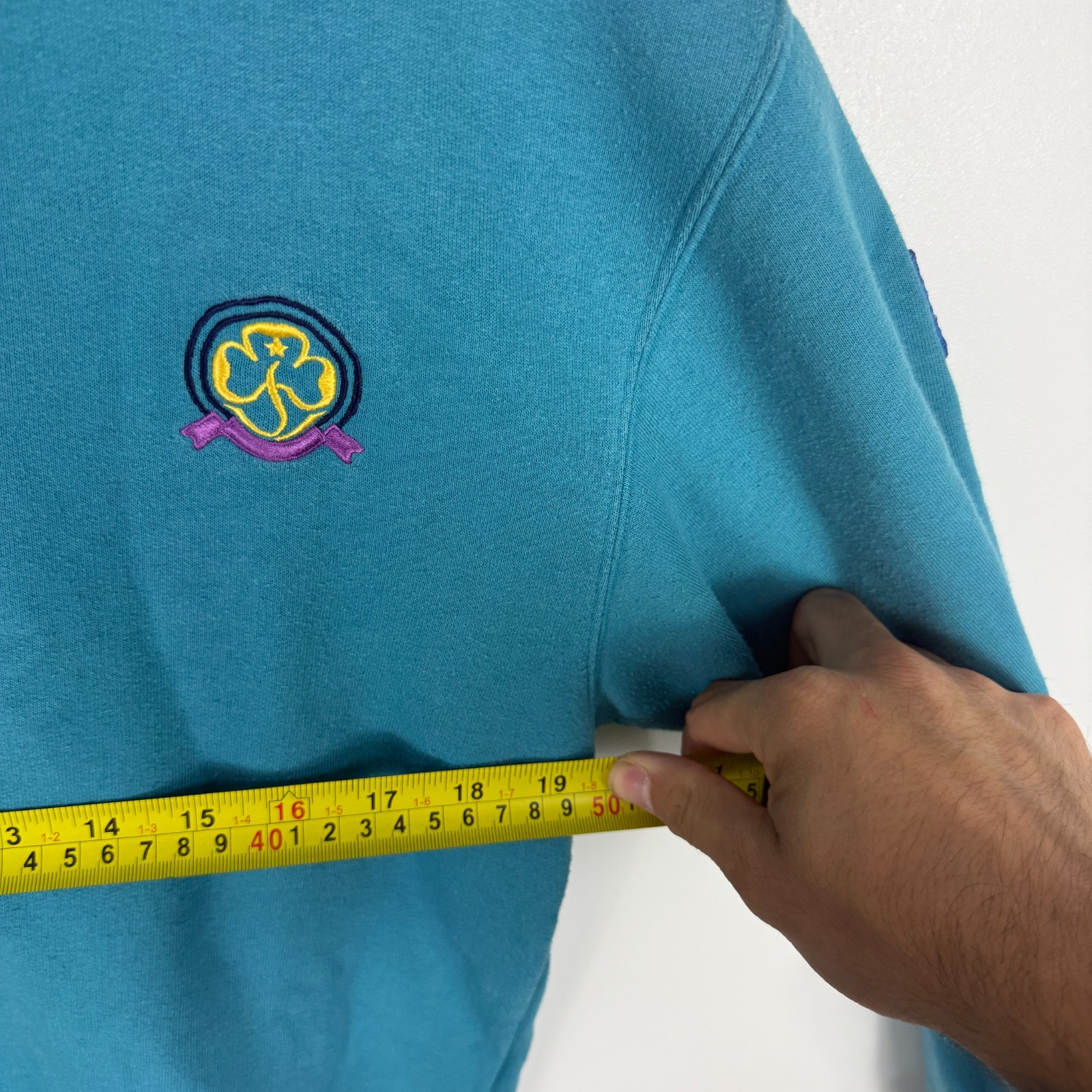 Women's VTG Girlguiding UK 2000's Y2K Teal Embroidered Size 12 Sweatshirt image 6