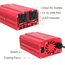 500W Car Power Inverter DC 12V to AC 110V 120V 2USB 2AC Converter Mini Portable