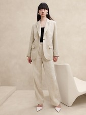 NEW Banana Republic Womens 100 Linen High Rise Relaxed Pants Natural 10 12 NWT