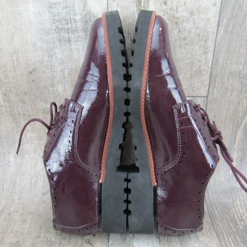 Franco Sarto Cyber Blurgundy Patent Kunstleder Schnürung klobiger Absatz Oxfordds 9M - Bild 5 von 12