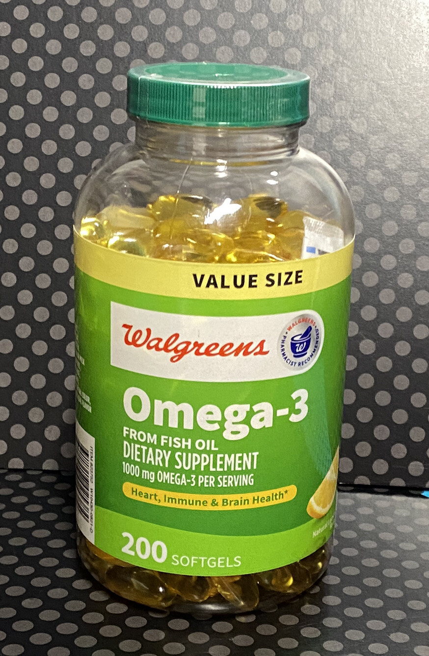 Omega-3 Fish Oil 200 Softgels Heart Immune Brain Health No Gluten