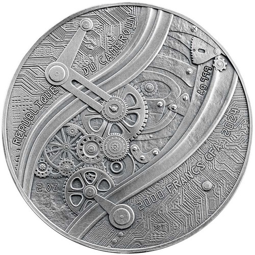 LEONARDO DA VINCI Futurists of the Past 2 Oz Silver Coin 2000 Francs Cameroon - Picture 2 of 4