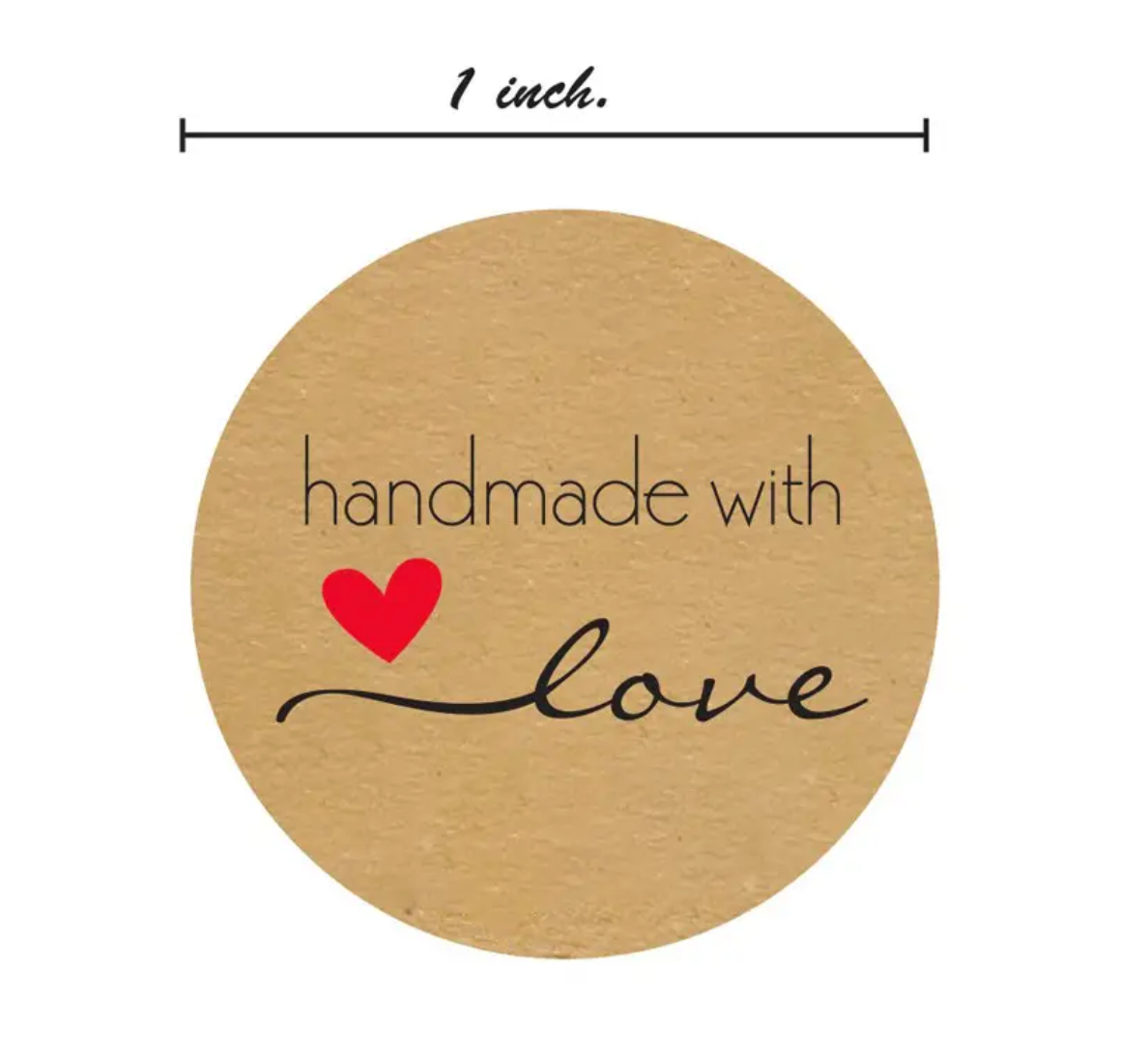 100 pcs 1 in Craft Round Handmade with Love Small Business Supplies