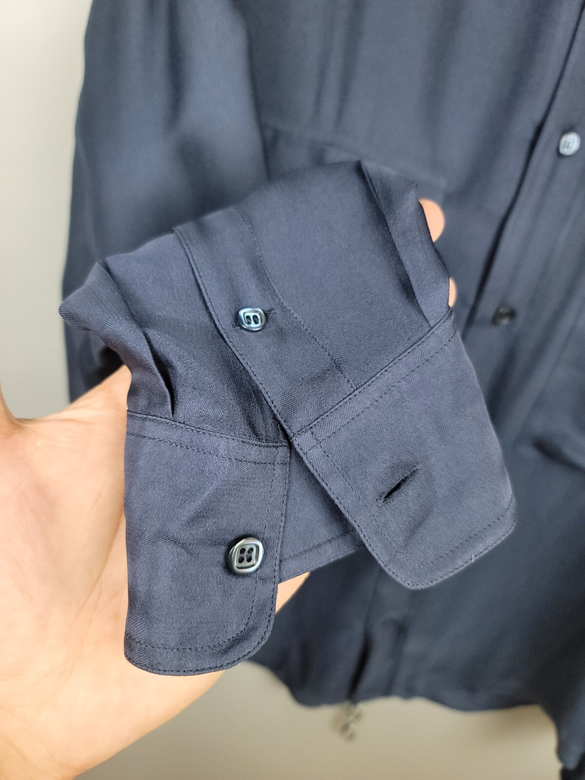 Camicia YSL Yves Saint Laurent Tom Ford epoca seta blu tasche anteriori taglia 39 15 5