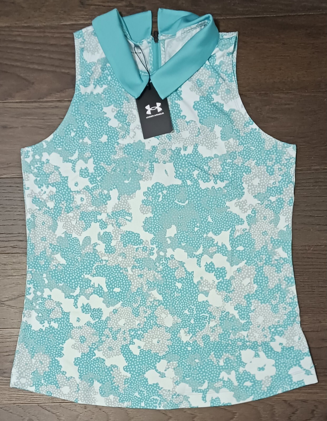 Women's Size Medium Zinger Sleeveless Polo Under Armour Fitted Golf Neptune