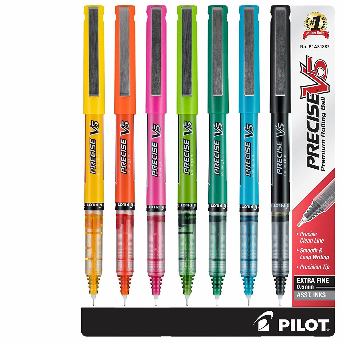 Pilot Precise V5 31887 PV5C7003 0.5mm Extra Fine Rolling Ball Pens