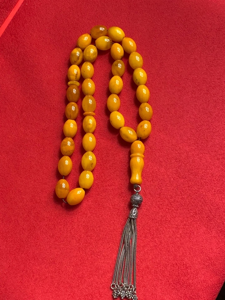 Genuine Antique Butterscotch German Baltic Amber Islamic Prayer 43 g - 1900s - Image 2 of 4