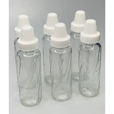 6 Pack Evenflo Classic Glass Feeding Baby Bottles Clear, 8 oz
