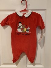 Vintage Little Me Baby Velour Christmas Outfit, Size 3 months New Old Stock