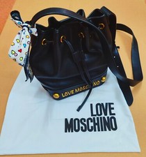 Borsa donna tracolla Love Moschino dettagli nero e oro con fusciacca