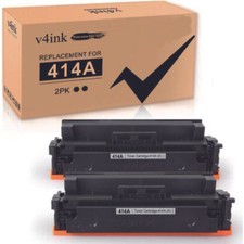 V4INK WITH CHIP 2x 414A Black Toner W2020A For HP LaserJet M454dn M454dw M479fdw