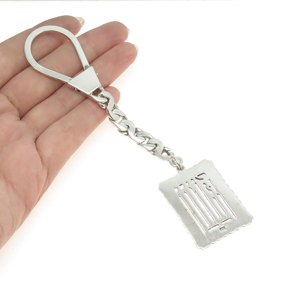 800 Silver Vintage Egypt Floral Key Chain Fob Holder - Image 2 of 4