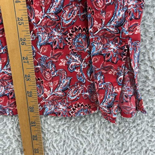CATHERINES Women's 1X (18/20W) Red Paisley Button Up 3/4 Sleeve Blouse Top - Picture 5 of 8