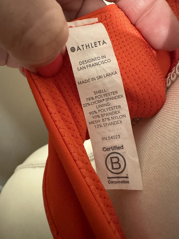 Athleta Sports Bra Racerback Sz XL Yoga Active Workout Wireless Comfort Orange - Image 4 of 4