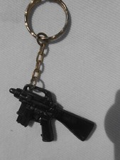 Vintage 70's Diecast Gunmetal Miniature Mini Short Machine Gun Key Chain