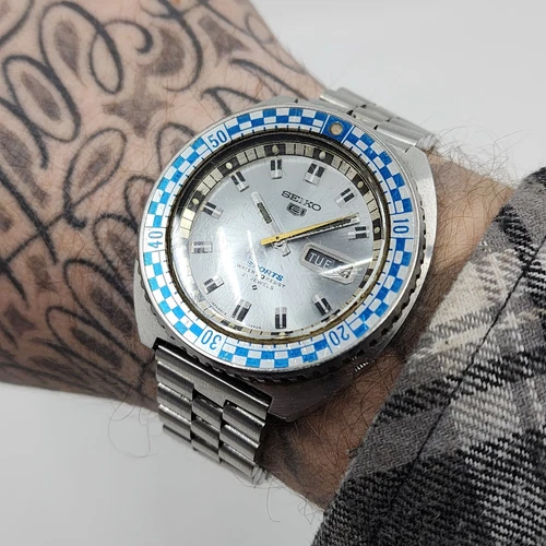 Vintage Seiko "Rally Diver" 6119-7173 Oversize Men Watch Watch Signed Bracelet