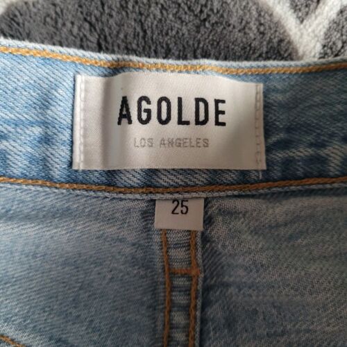 Jeans dritti AGOLDE Riley taglia 25 lavaggio medio vita alta bottoni mosca invecchiati - Foto 3 di 11