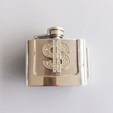 Dollar Money  Sign 2 oz Stainless Steel Flask Belt Buckle