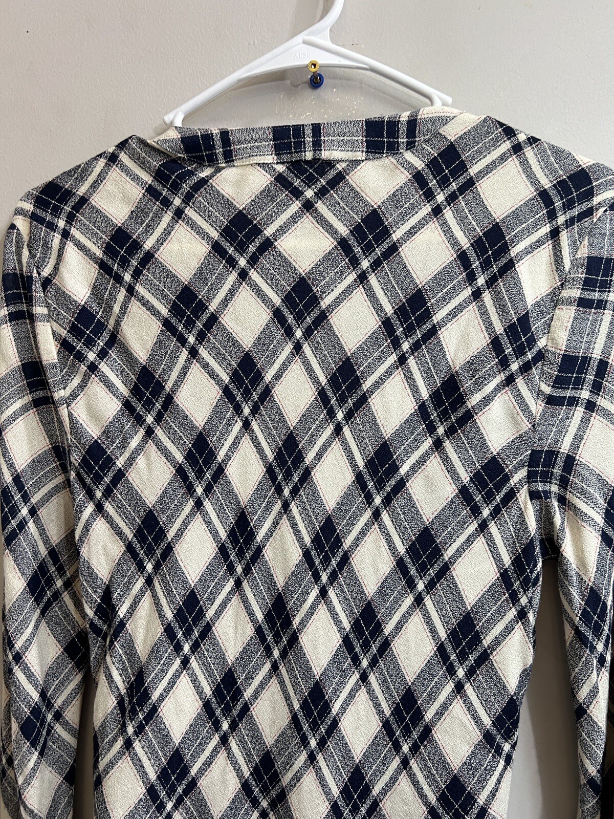 FILA ABITO donna VERONICA BARBA taglia 10 blu navy PLAID INCRESPATO con bottoni Rowe