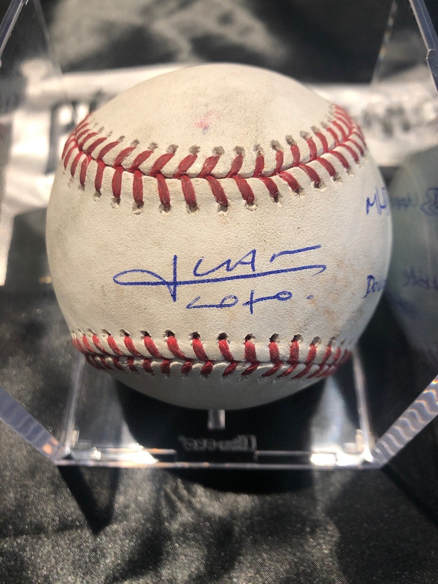 スポーツ選手 JUAN SOTO / RONALD ACUNA JR. DUAL AUTO Juan Soto MLB Game Used Double to Acuna Jr Signed Baseball 7