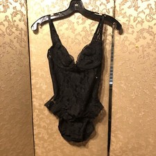 Victoria's Secret Vintage Gold Label Black Ruffle Teddy Bodysuit Size 36B