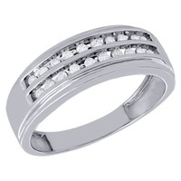 10K WeißGold Herren Diamant Ehering 8Mm Kanal Set Verlobungsring 1/4 Karat