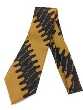 True Vintage Mens Necktie Kipper Wide Neck Tie Jacquard Bronze Abstract Brown