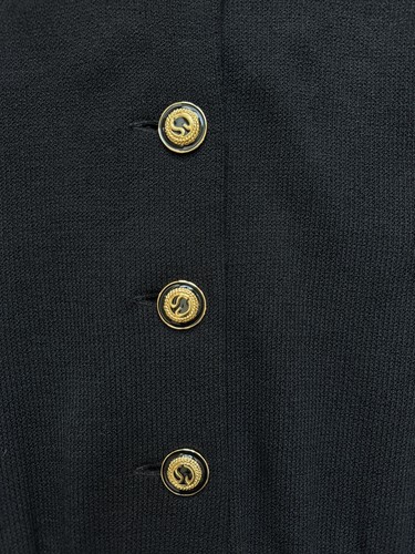 St John Collection Santana Knits Button Front Midi Black Dress Sz 2 - Picture 7 of 9