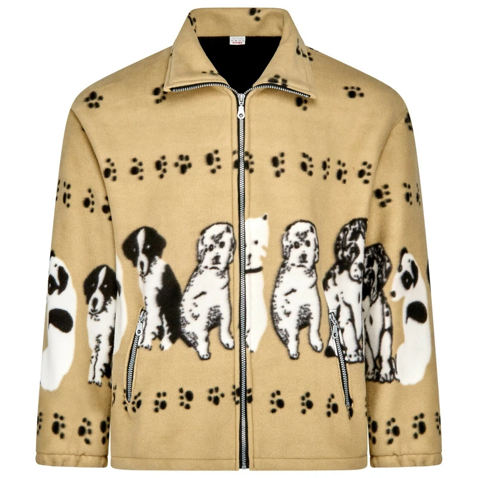 LADIES WOMENS DOUBLE FLEECE ANIMAL PUPPIES WOLF DOLPHIN WILD PRINTED JACKET COAT - Image 4 of 4