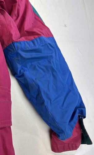 London Fog Color Block 80s/90s Winter Coat Pink Teal Blue Removable Liner Small - Picture 15 of 20