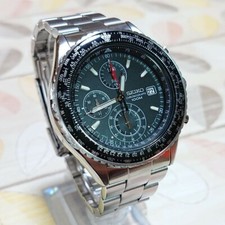Seiko Flightmaster Pilot 7T92-0CF0 Quartz Chronograph Black Dial Mens Watch