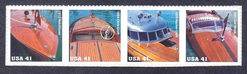 Mahoney Speedboats US Stamps #4190-4193