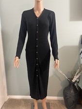 Carole Little Vintage Long Button Midi Sweater Dress Women s black Small