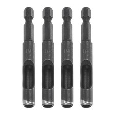 4pcs Leather Hollow Punch Hex Shank for Drills,1/4" Hole Punch for Thick Fabric