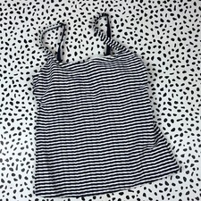 Lands End Navy White Stripe Textured Square Neck Tankini SWIM TOP Reg. 8 509605