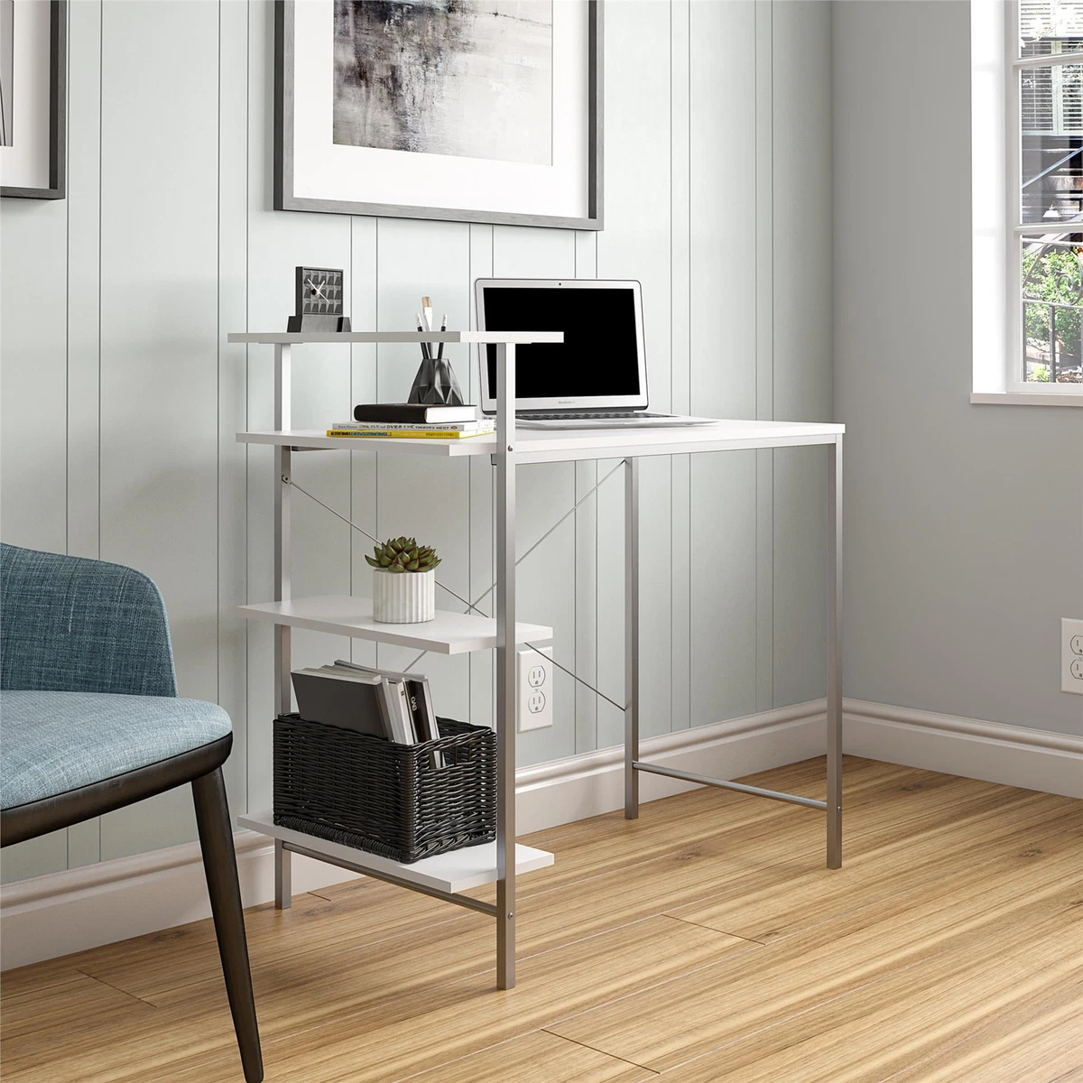 Side Storage Computer Desk Student Study Laptop Table Workstation