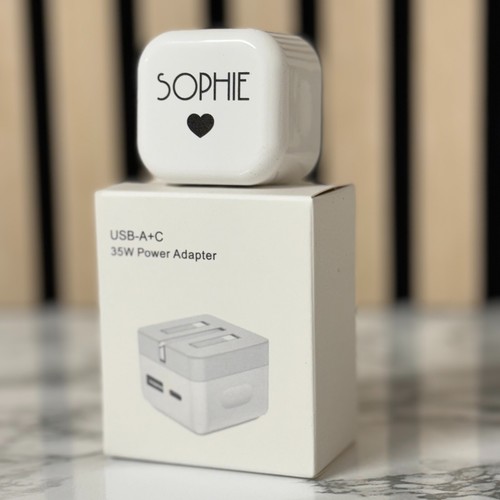 Personalised USB-C & USB-A Charger Plug – Custom Printed Fast Charging Plug UK - Picture 7 of 9