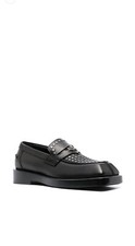 $1175 Mens VERSACE Studded Leather Loafers Black EU 42 US 9