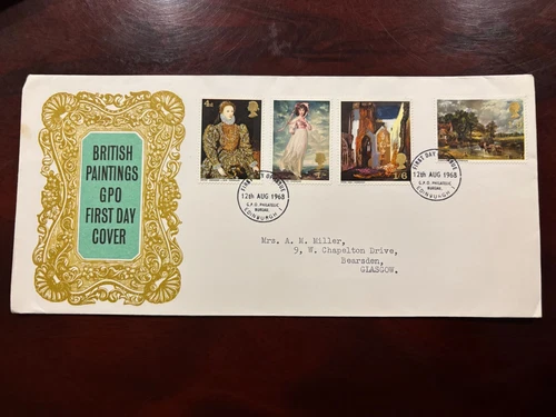 United Kingdom 1968 - British Paintings GPO FDC with stamps set Edinburgh 1