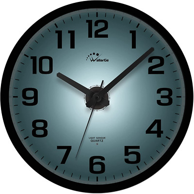 WallarGe Night Light Wall Clock for Bedroom - Silent Lighted