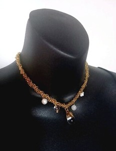 Authentic Freshwater Pearl & Quartz 20ct Gold Plated Collar Necklace by Anita Berisha