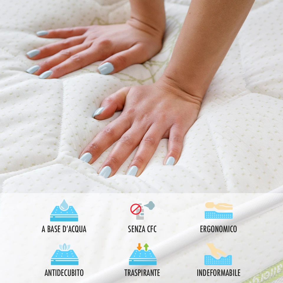 MATERASSO H22 CM SINGOLO MATRIMONIALE IN MEMORY  FOAM ORTOPEDICO ALTA DENSITÁ  - Immagine 3 di 4