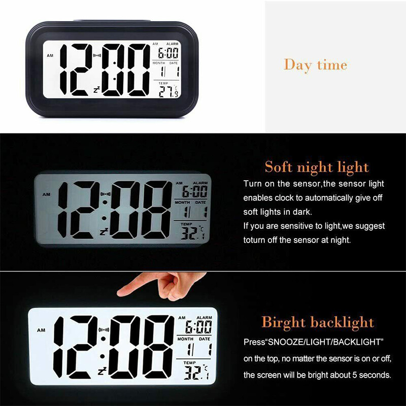 LED Digital Alarm Clock Backlight Temperature Calendar Desktop Digital