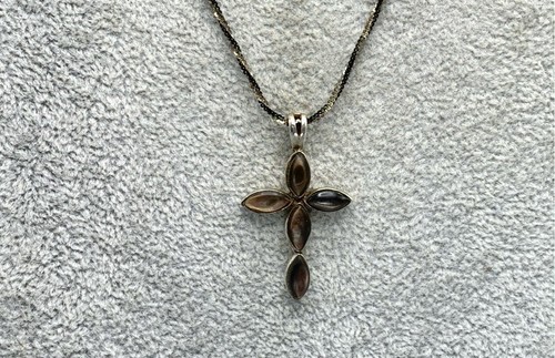 Sterling Silver, M.O.P. Cross Pendant Necklace