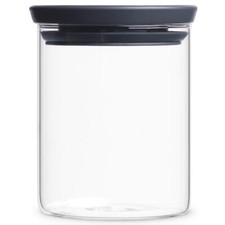 Brabantia Stackable Glass Jar Kitchen Food Storage Clear Dark Grey Various Sizes