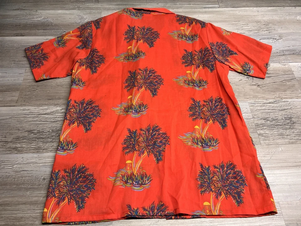 Vintage Islander Hawaiian Camp Button Up Shirt 60s Tropical Trees Size M Mens - Image 2 of 4